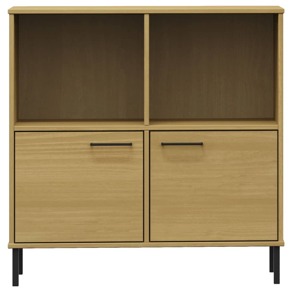 vidaXL Βιβλιοθήκη OSLO Καφέ 90x35x90,5 εκ. Μασίφ Ξύλο με Μεταλ. Πόδια