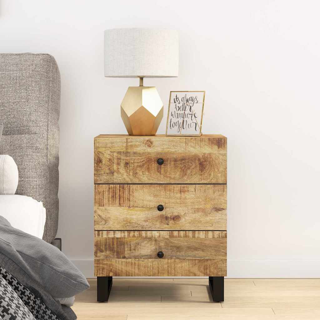 vidaXL Κομοδίνο 50x33x62 εκ. Μασίφ Ξύλο Μάνγκο & Επεξεργασμένο Ξύλο