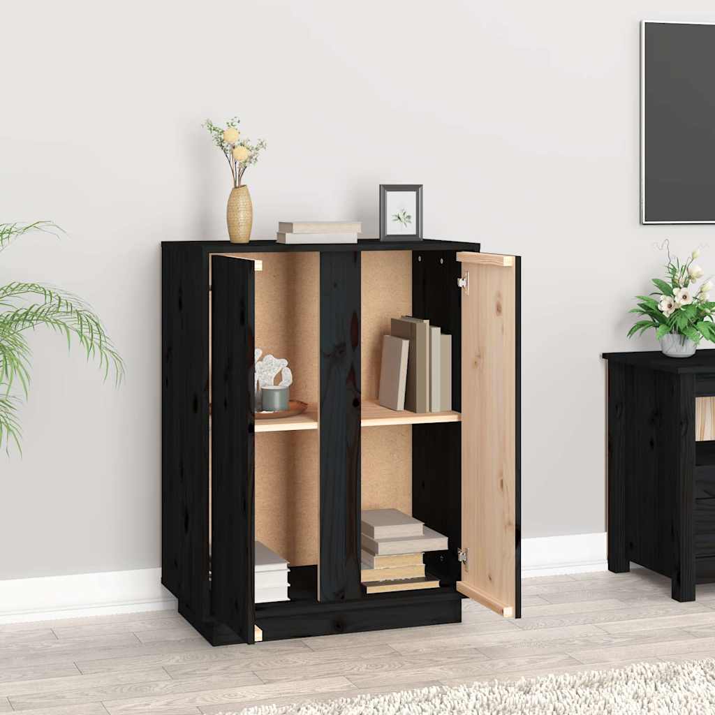 vidaXL Ντουλάπι Μαύρος 60x35x80 εκ. από Μασίφ Ξύλο Πεύκου