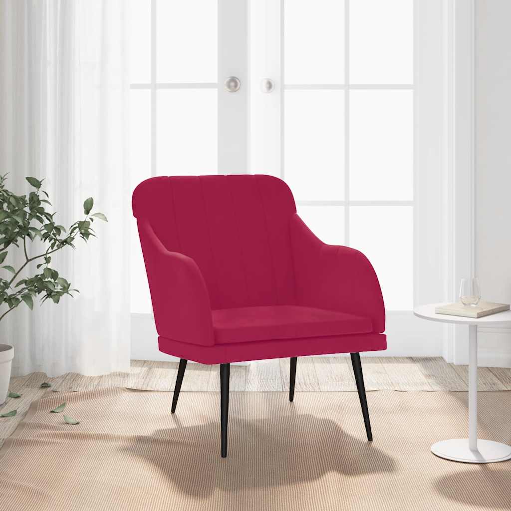 vidaXL Πολυθρόνα Μπορντό 63x76x80 εκ. Βελούδινη