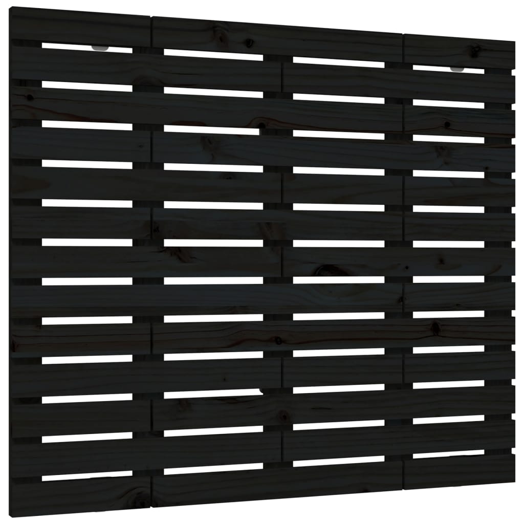 vidaXL Κεφαλάρι Τοίχου Μαύρο 146x3x91,5 εκ. από Μασίφ Ξύλο Πεύκου