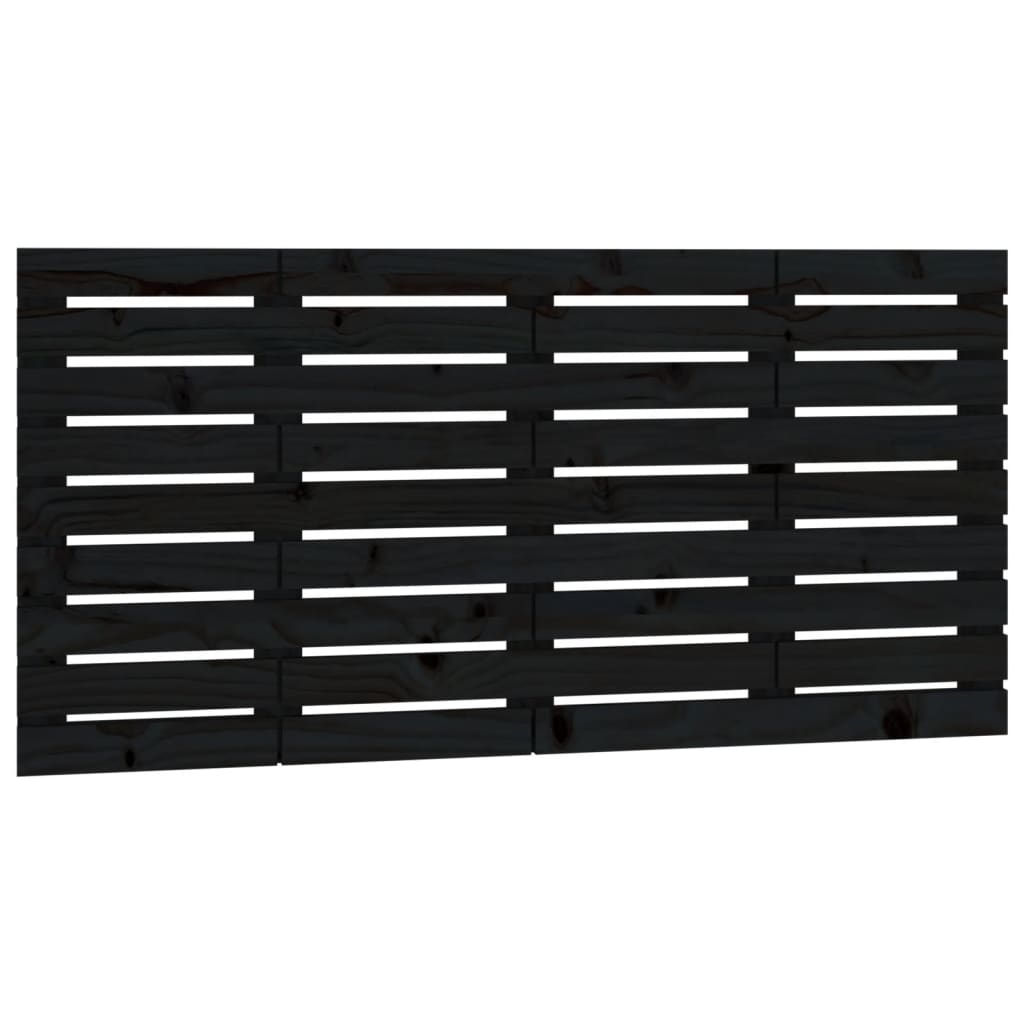 vidaXL Κεφαλάρι Τοίχου Μαύρο 126x3x63 εκ. από Μασίφ Ξύλο Πεύκου