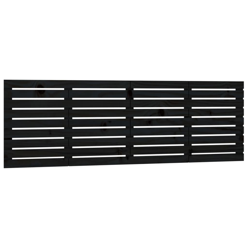 vidaXL Κεφαλάρι Τοίχου Μαύρο 166x3x63 εκ. από Μασίφ Ξύλο Πεύκου