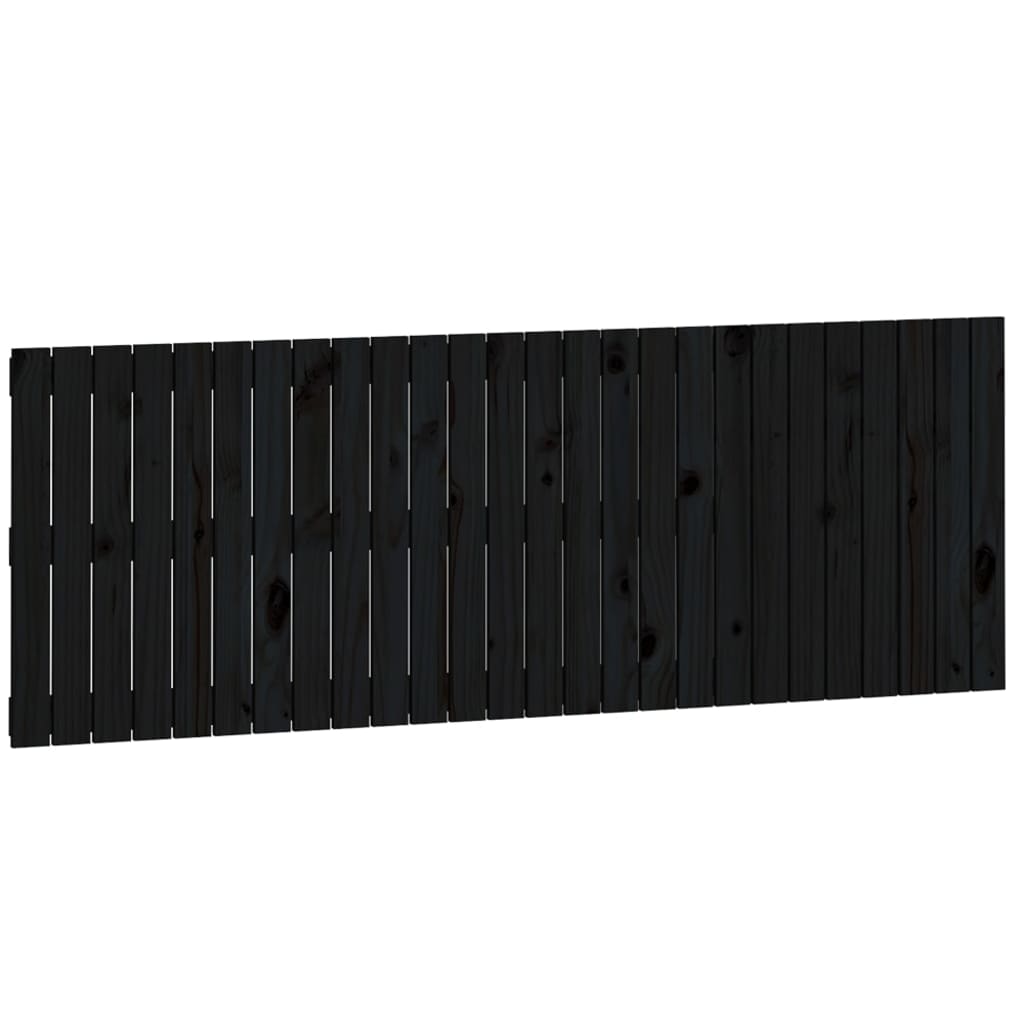 vidaXL Κεφαλάρι Τοίχου Μαύρο 166x3x60 εκ. από Μασίφ Ξύλο Πεύκου