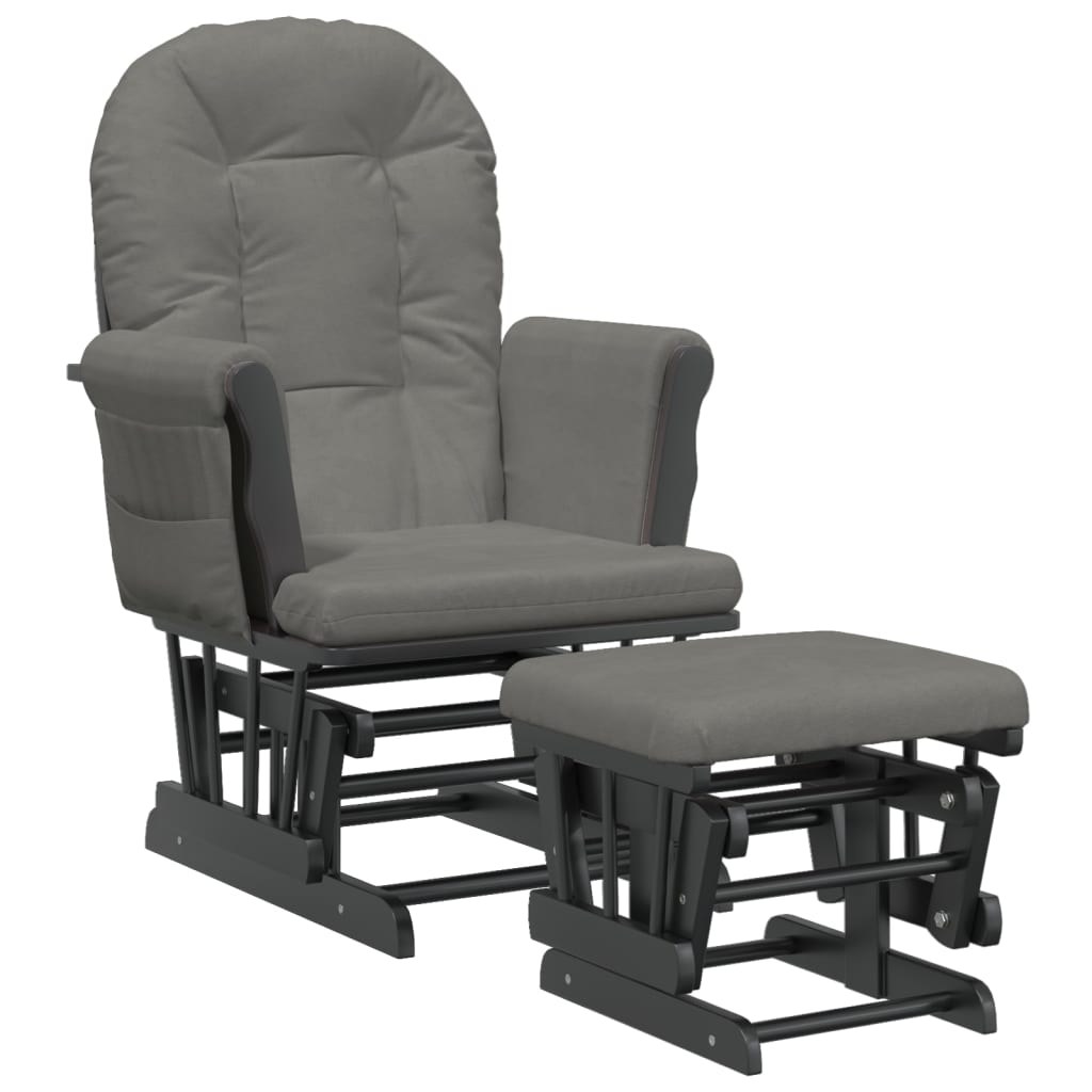 vidaXL Πολυθρόνα Relax Σκούρο Γκρι Υφασμάτινη με Σκαμπό