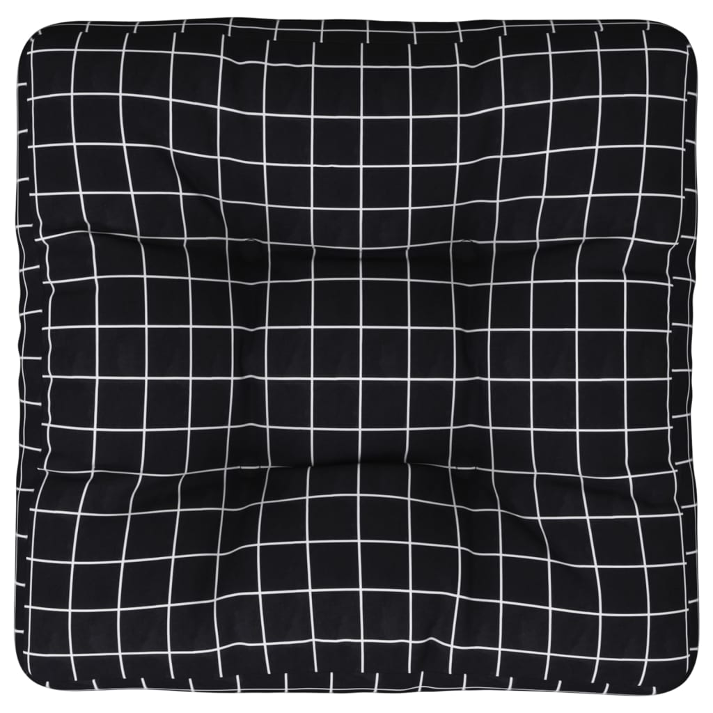 vidaXL Μαξιλάρι Παλέτας Μαύρο Καρό 60 x 60 x 12 εκ. Υφασμάτινο