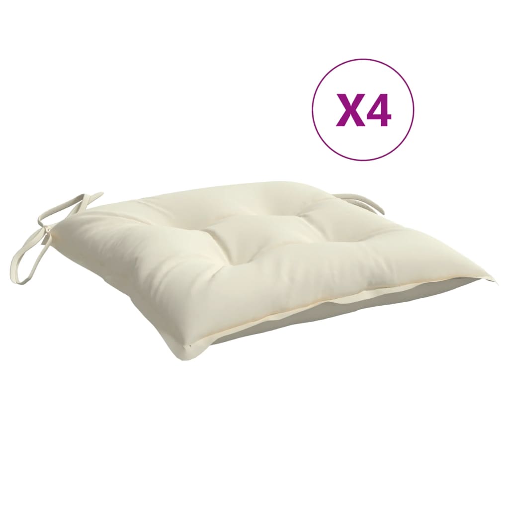 vidaXL Μαξιλάρια Καρέκλας 4 τεμ. Λευκά 40 x 40 x 7 εκ. Υφασμάτινα