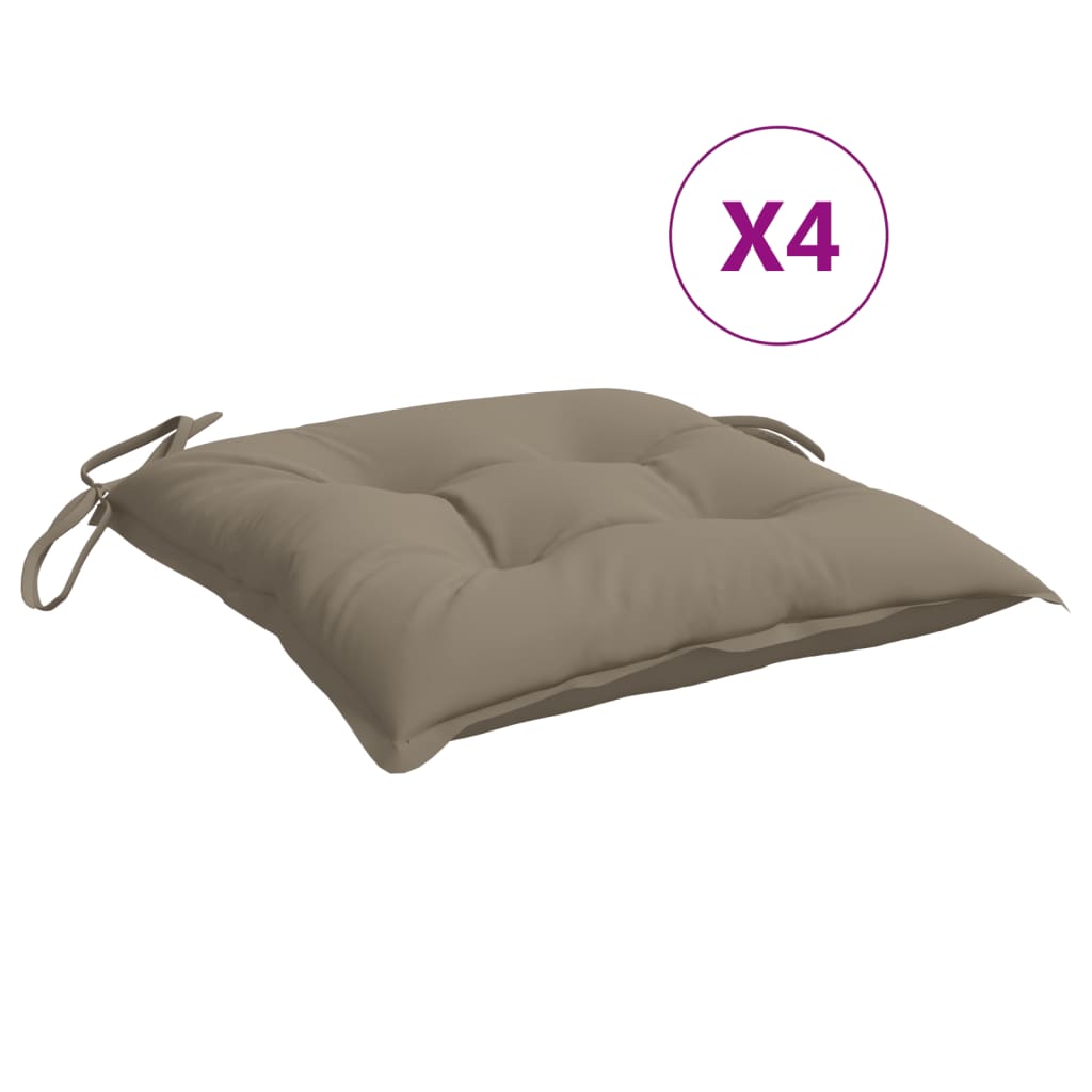 vidaXL Μαξιλάρια Καρέκλας Κήπου 4 τεμ. Taupe 40x40x7 εκ. Υφασμάτινα