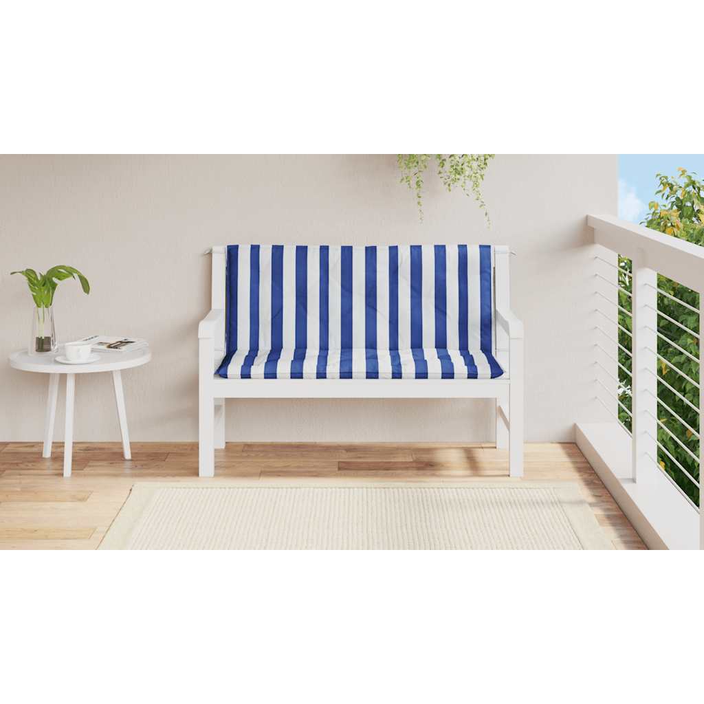 vidaXL Μαξιλάρια Πάγκου 2 τεμ. Μπλε & Λευκό Ριγέ 120x50x7εκ Υφασμάτινα