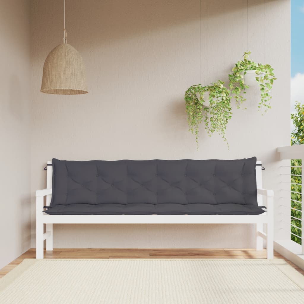 vidaXL Μαξιλάρια Πάγκου Κήπου 2 τεμ. Ανθρακί 200x50x7cm Ύφασμα Oxford