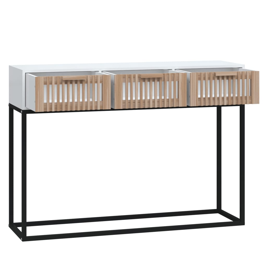 vidaXL Τραπέζι Κονσόλα Λευκό 105x30x75 εκ. Επεξεργασμένο Ξύλο / Σίδερο