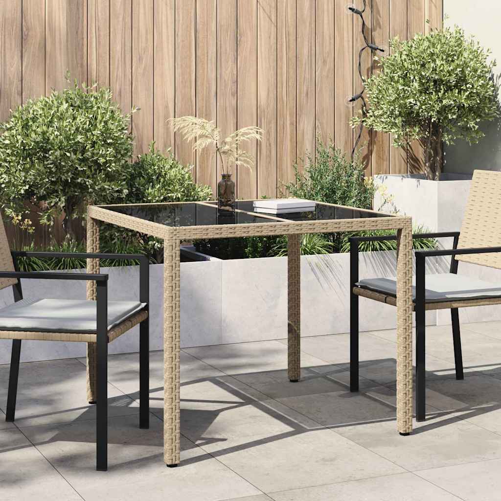 vidaXL Τραπέζι Κήπου Μπεζ 90 x 90 x 75 cm συνθετικό ρατάν