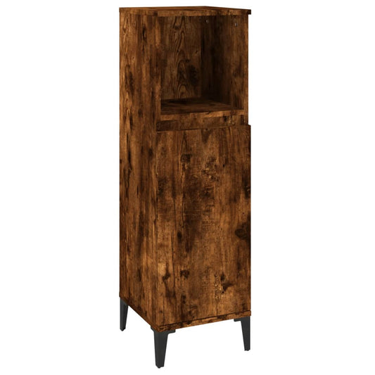 vidaXL Ντουλάπι Μπάνιου Καπνιστή Δρυς 30x30x100 εκ. Επεξεργασμένο Ξύλο