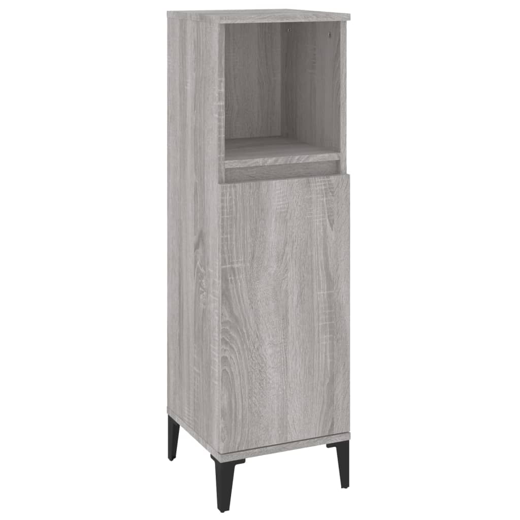 vidaXL Ντουλάπι Μπάνιου Γκρι Sonoma 30x30x100 εκ. Επεξεργασμένο Ξύλο