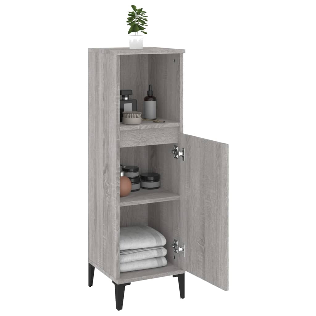 vidaXL Ντουλάπι Μπάνιου Γκρι Sonoma 30x30x100 εκ. Επεξεργασμένο Ξύλο