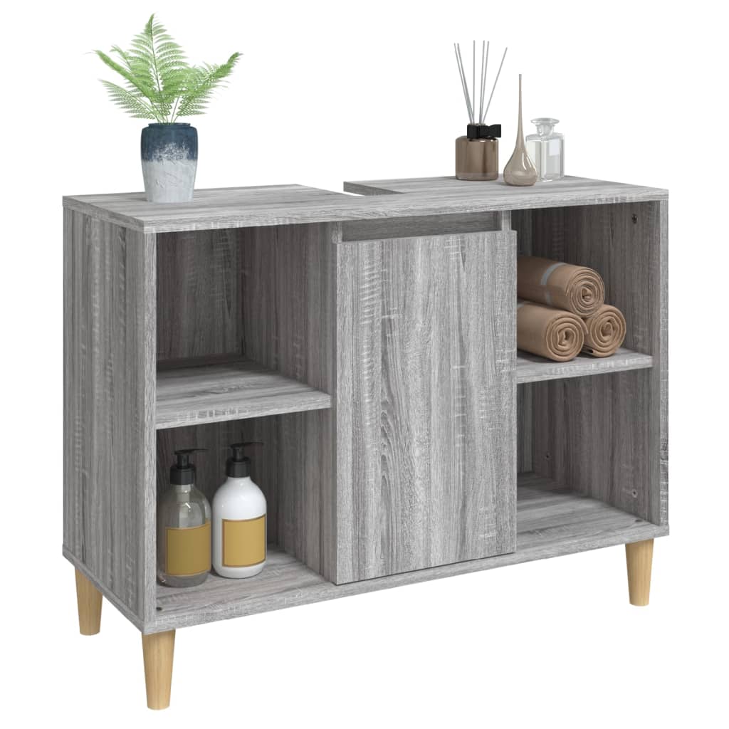 vidaXL Ντουλάπι Νιπτήρα Γκρι Sonoma 80 x 33 x 60εκ. Επεξεργασμένο Ξύλο