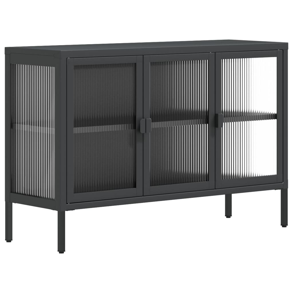 vidaXL Ντουλάπι Μαύρο 105 x 35 x 70 εκ. από Γυαλί και Ατσάλι