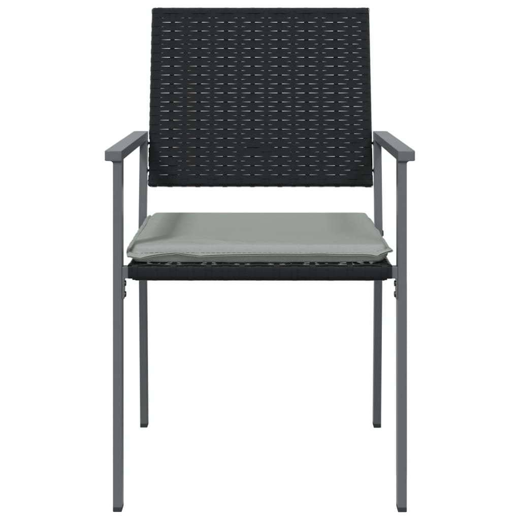 vidaXL Καρέκλες Κήπου 2 τεμ. Μαύρο 54x62,5x89 εκ Συνθ. Ρατάν&Μαξιλάρια