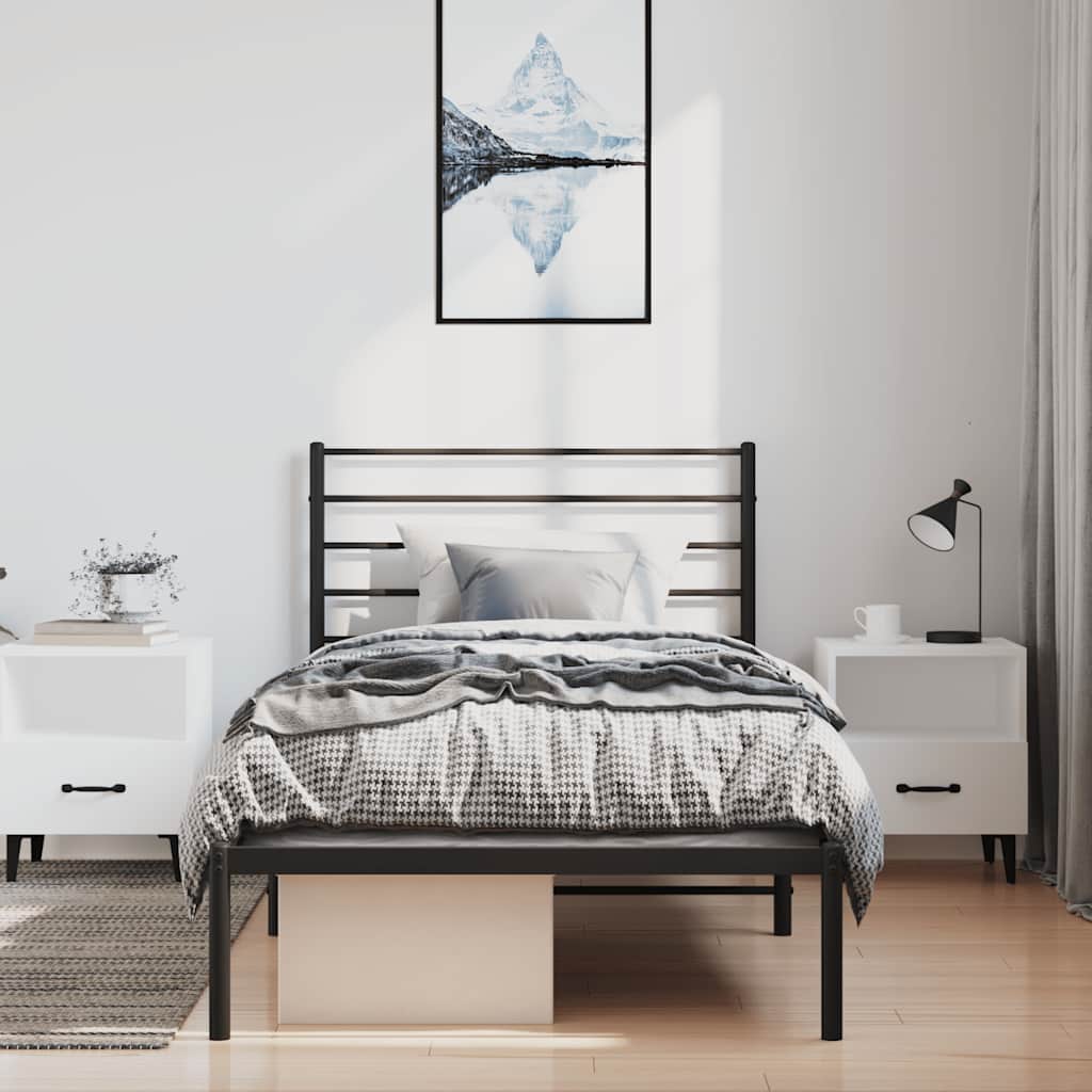 vidaXL Πλαίσιο Κρεβατιού με Κεφαλάρι Μαύρο 100 x 190 εκ. Μεταλλικό
