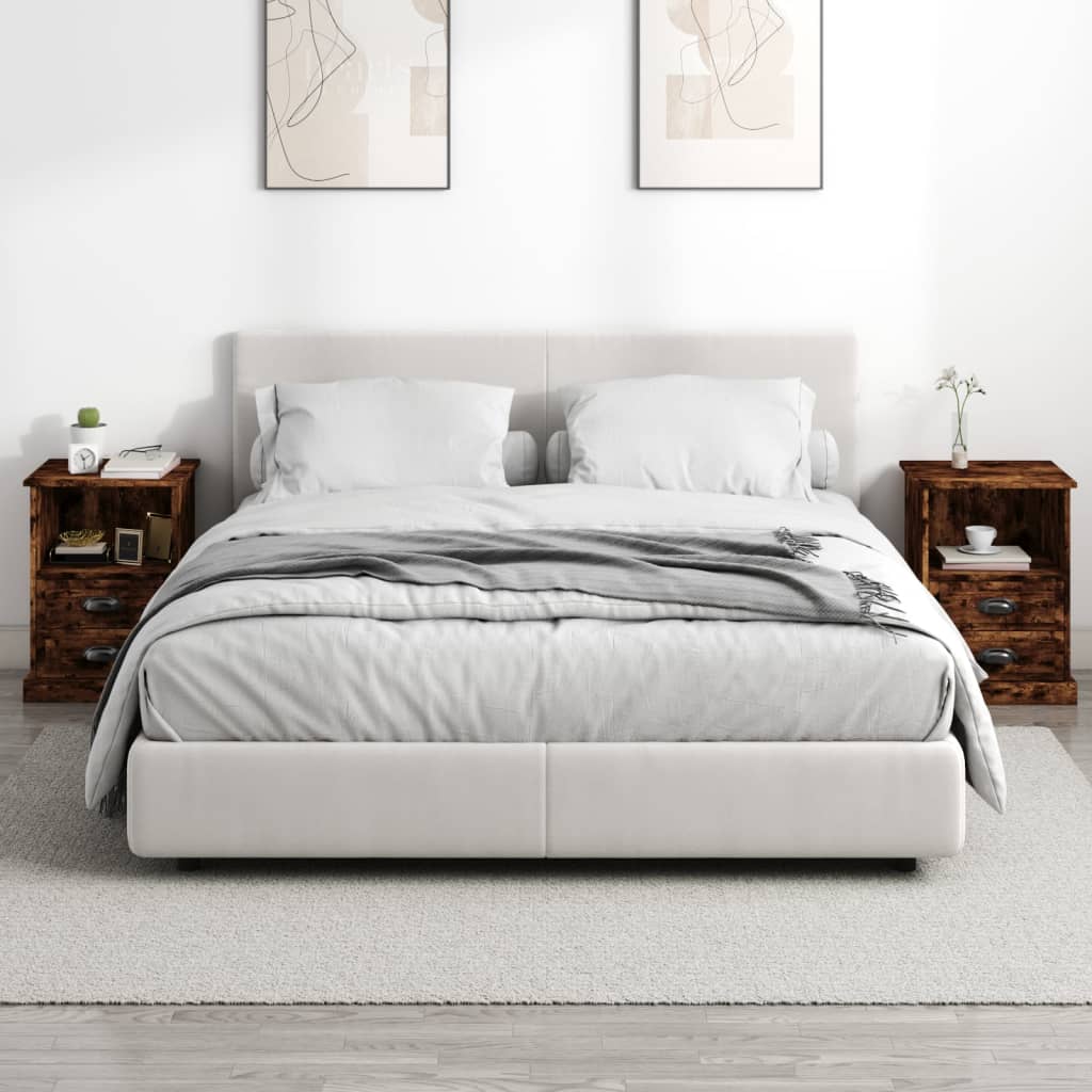 vidaXL Κομοδίνα 2 τεμ. Καπνιστή Δρυς 43x36x60 εκ.