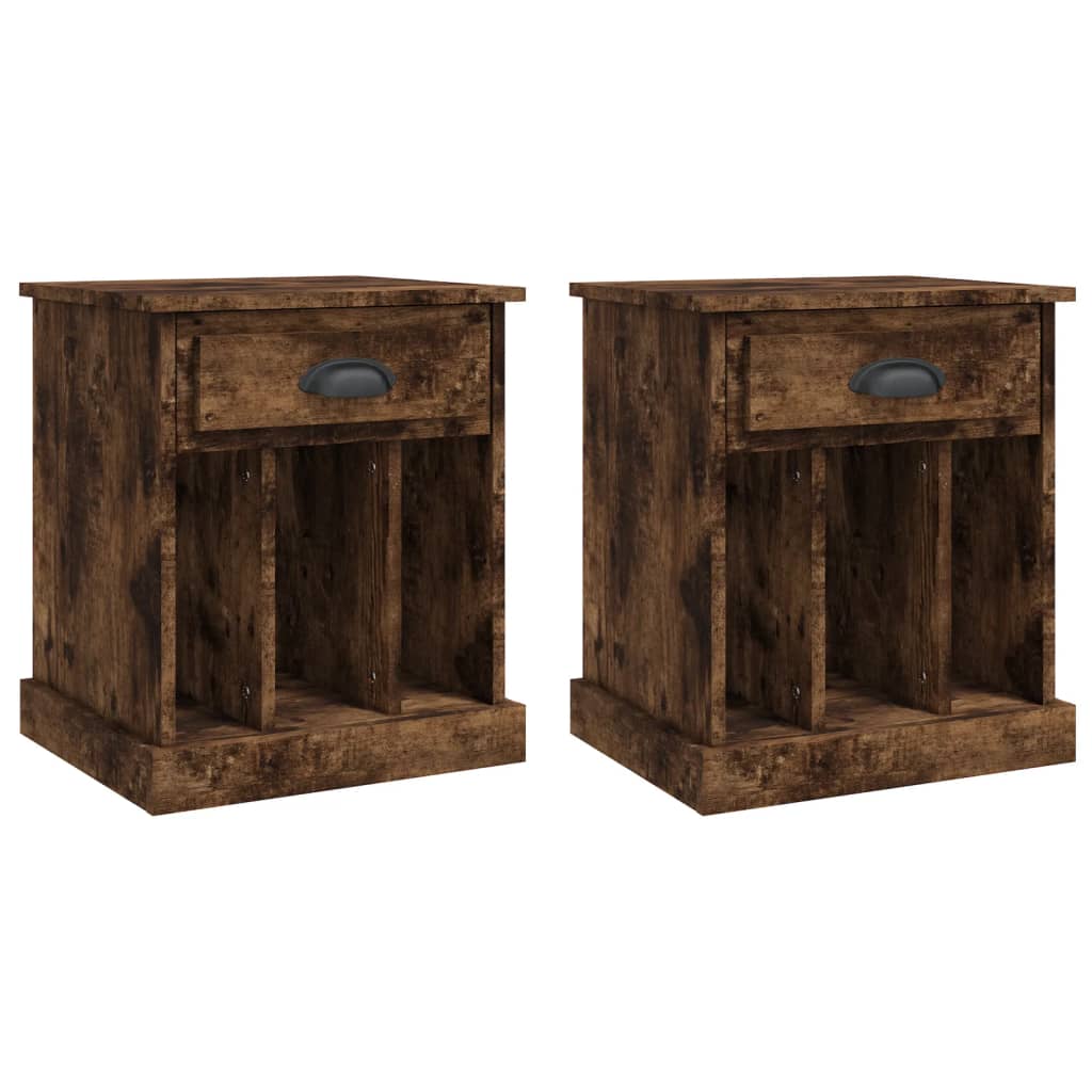 vidaXL Κομοδίνα 2 τεμ. Καπνιστή Δρυς 43x36x50 εκ.