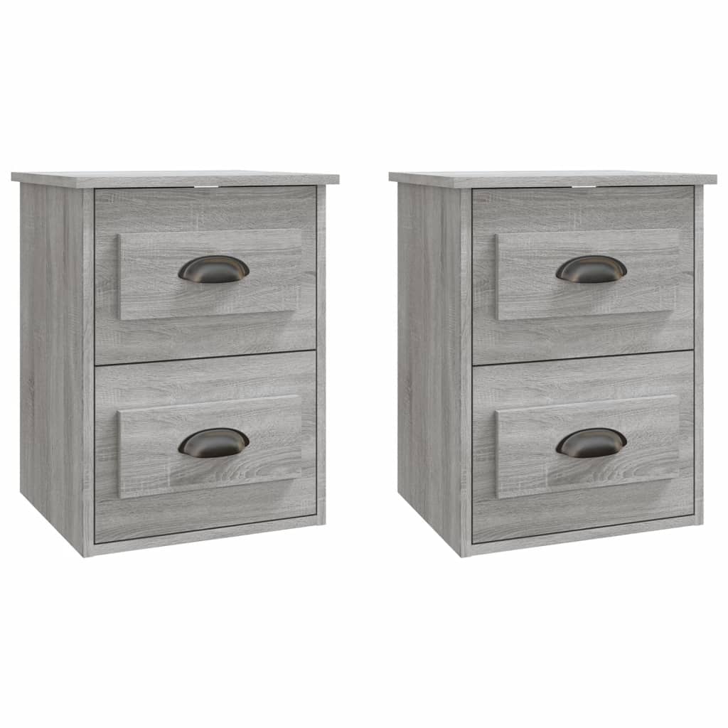 vidaXL Κομοδίνα Επιτοίχια 2 τεμ. Γκρι Sonoma 41,5x36x53 εκ.