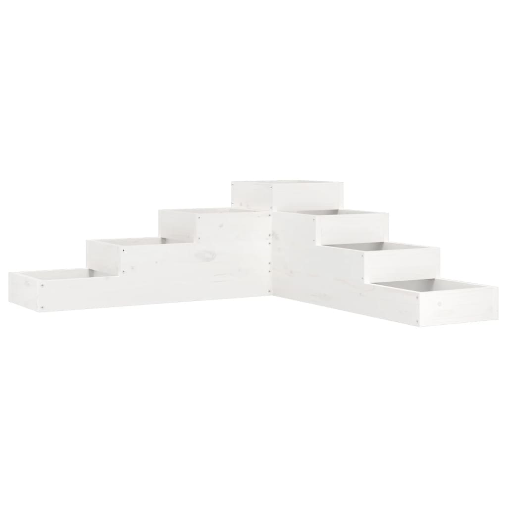 vidaXL Ζαρντινιέρα 4 Επιπέδων Λευκή 106x104,5x36 εκ. Μασίφ Ξύλο Πεύκου