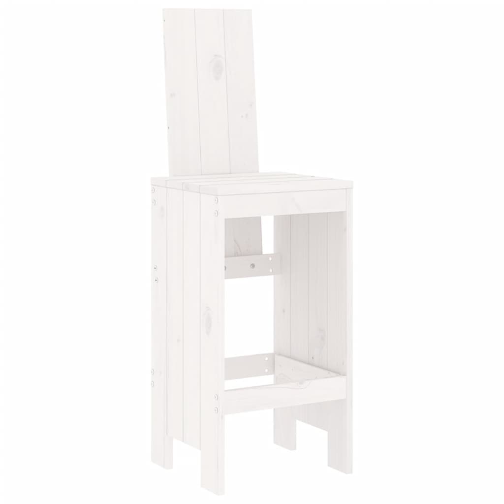 vidaXL Σκαμπό Μπαρ 2 τεμ. Λευκά 40 x 42 x 120 εκ. Μασίφ Ξύλο Πεύκου