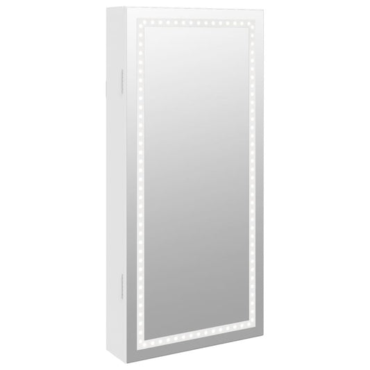 vidaXL Έπιπλο Κοσμημάτων με Καθρέφτη/LED Φώτα Επιτοίχιο Λευκό