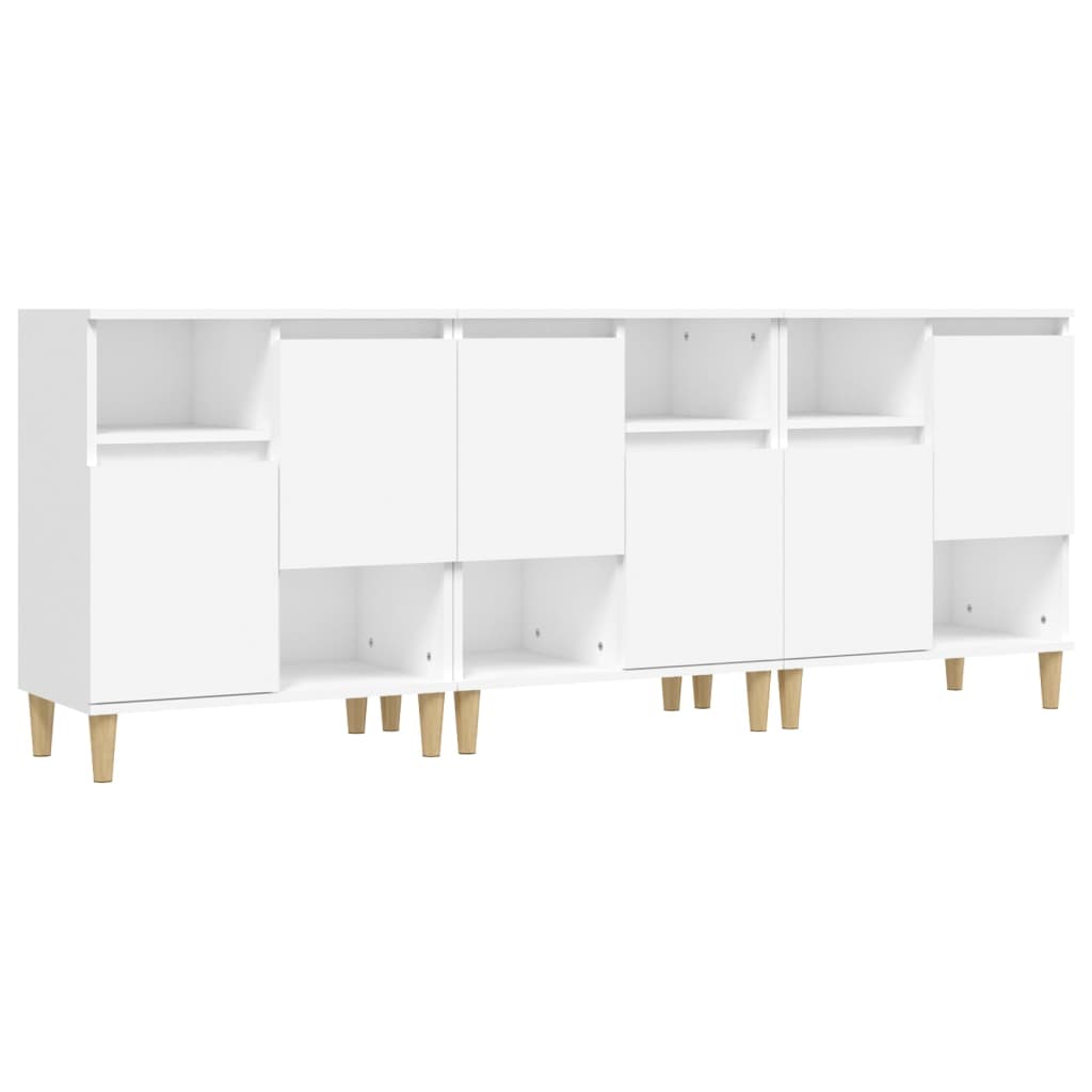 vidaXL Ντουλάπια 3 τεμ. Λευκό 60x35x70 εκ. Επεξεργασμένο Ξύλο