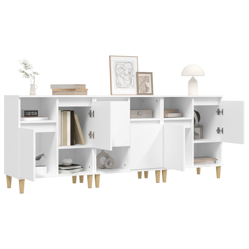 vidaXL Ντουλάπια 3 τεμ. Λευκό 60x35x70 εκ. Επεξεργασμένο Ξύλο