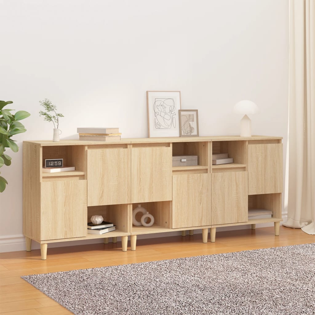 vidaXL Ντουλάπια 3 τεμ. Sonoma Δρυς 60x35x70 εκ. Επεξεργασμένο Ξύλο