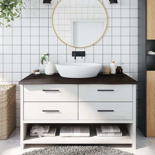 vidaXL Πάγκος Μπάνιου Σκούρο Καφέ 100x50x(2-4) εκ. Επεξεργ. Μασίφ Ξύλο