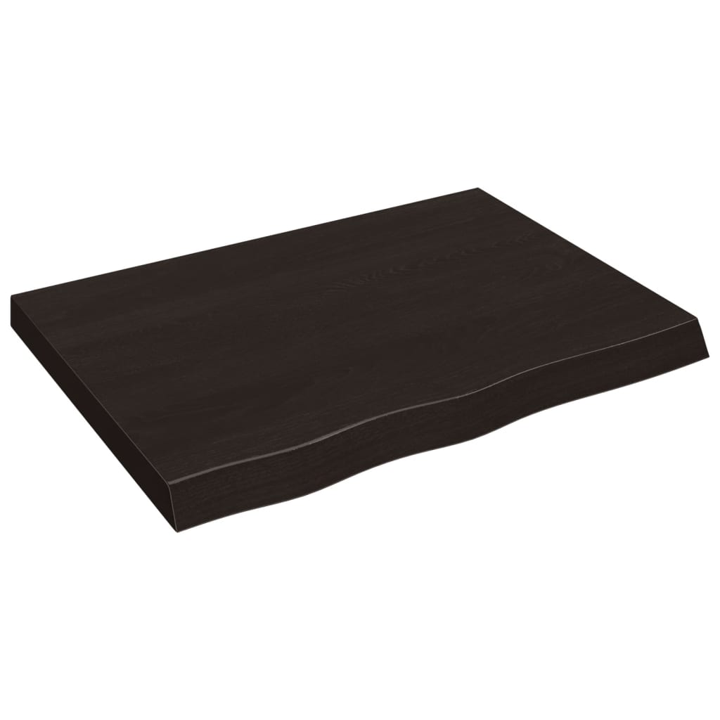 vidaXL Επιφάνεια Τραπεζιού Σκούρο Καφέ 80x60x(2-6) εκ Επεξ. Μασίφ Δρυς