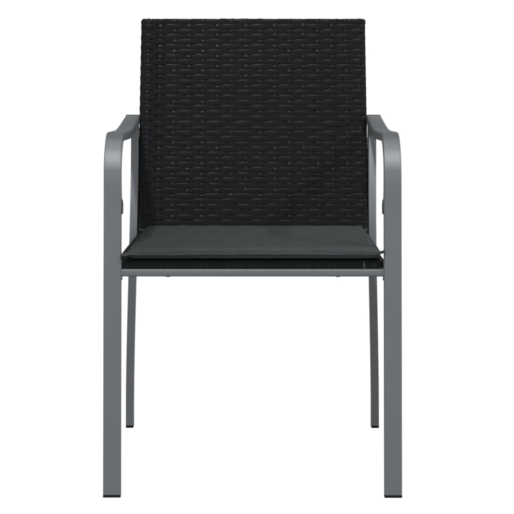 vidaXL Καρέκλες Κήπου με Μαξιλάρια 6 τεμ Μαύρο 56x59x84 εκ Συνθ. Ρατάν