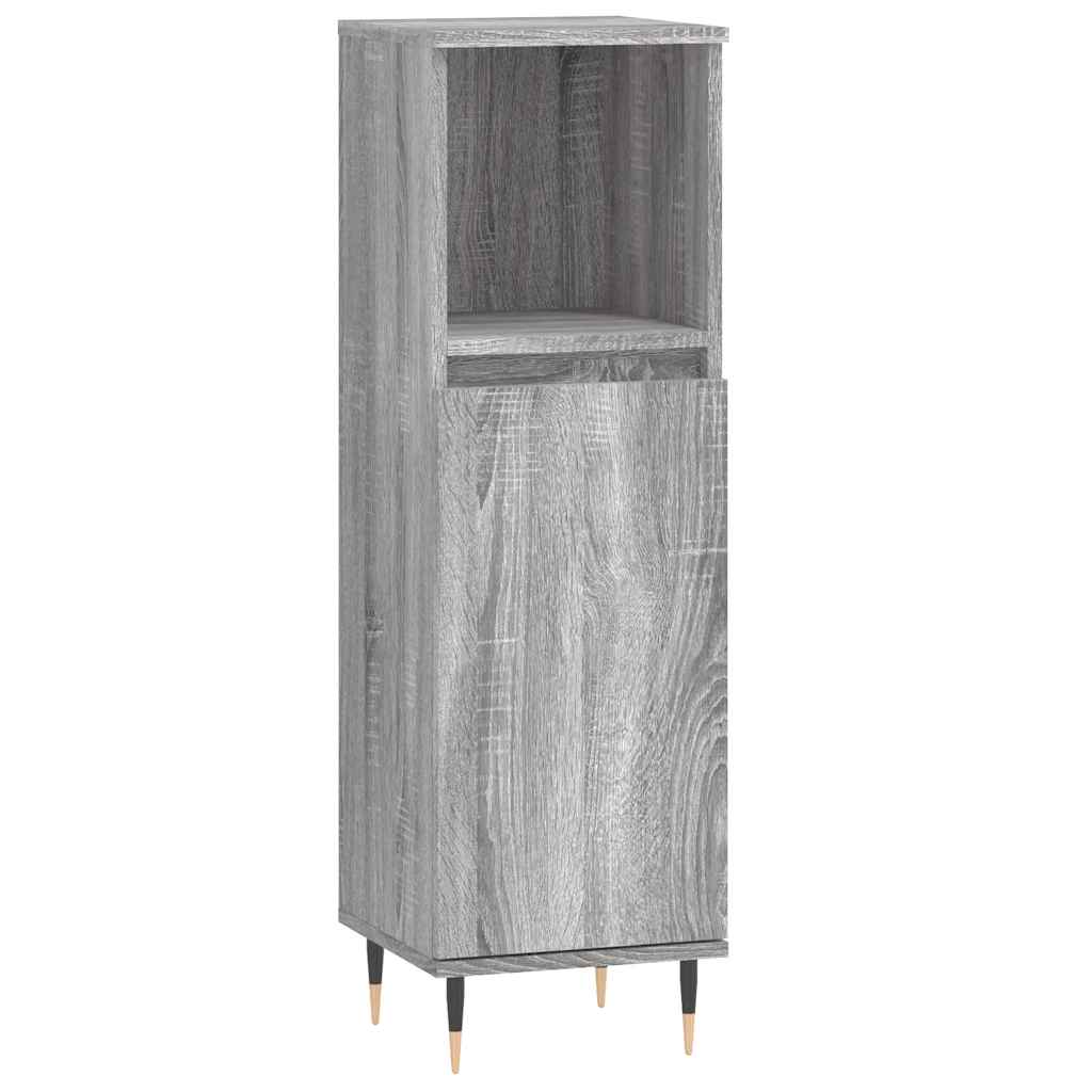vidaXL Ντουλάπι Μπάνιου Γκρι Sonoma 30x30x100 εκ. Επεξεργασμένο Ξύλο