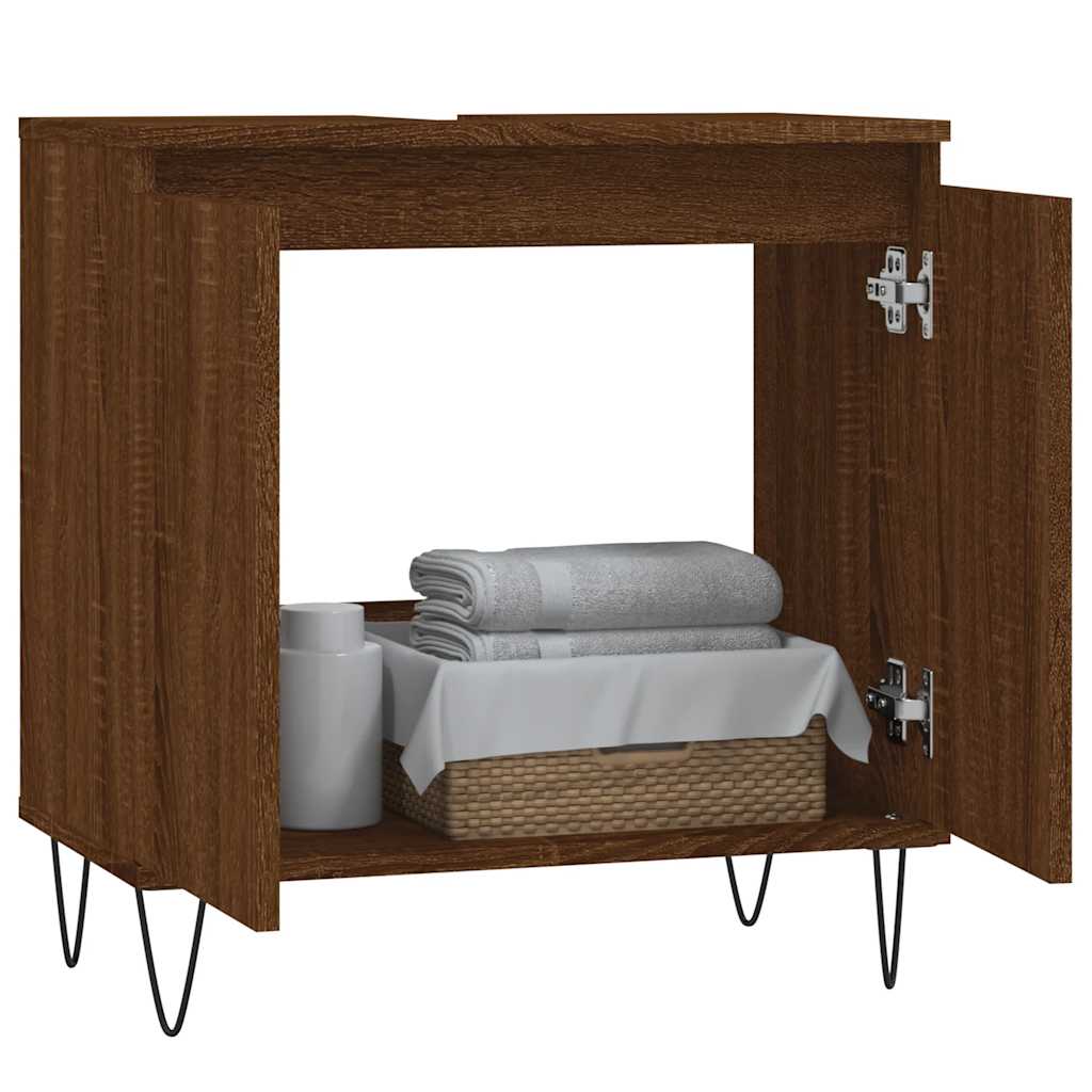 vidaXL Ντουλάπι Μπάνιου Καφέ Δρυς 58 x 33 x 60 εκ. από Επεξεργ. Ξύλο