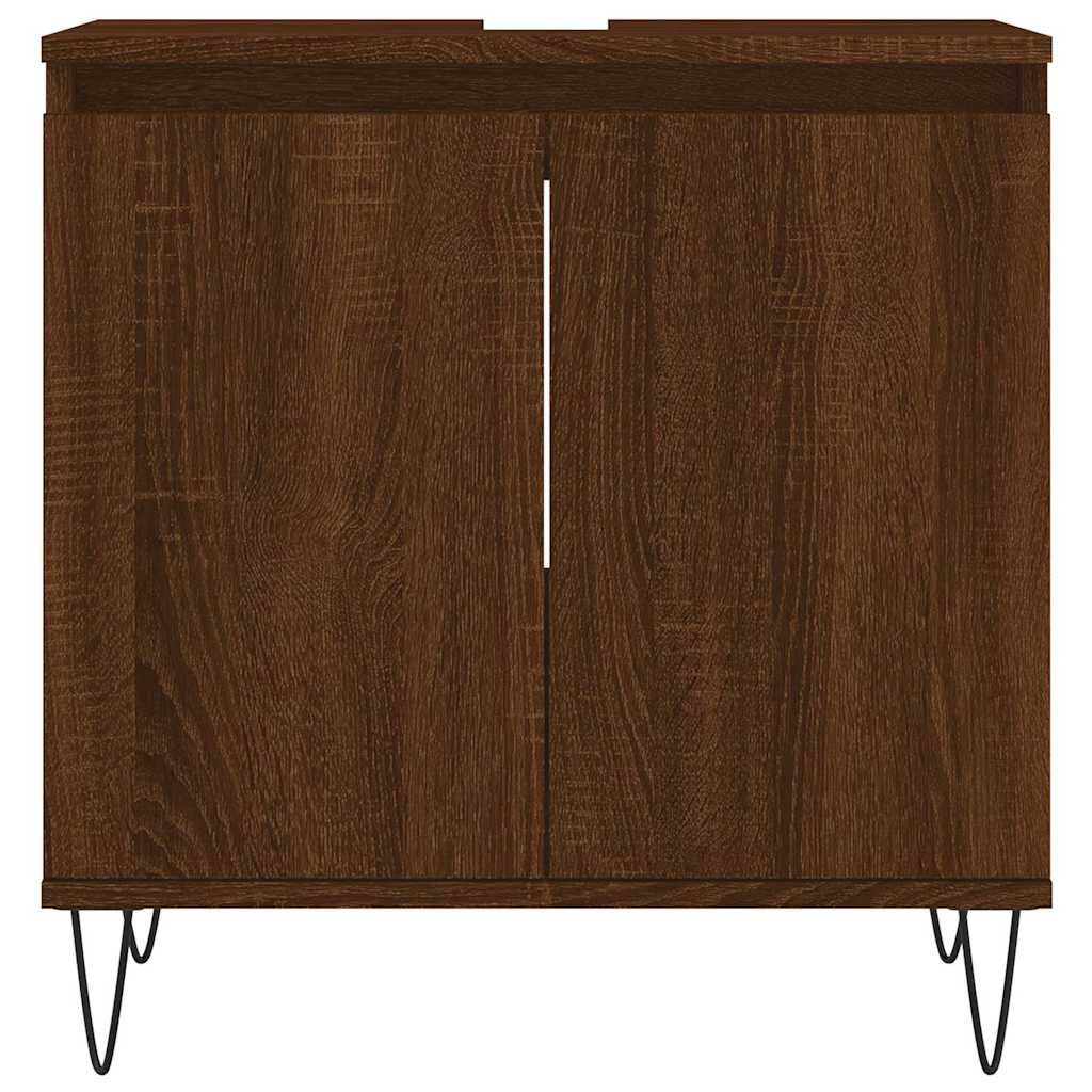 vidaXL Ντουλάπι Μπάνιου Καφέ Δρυς 58 x 33 x 60 εκ. από Επεξεργ. Ξύλο