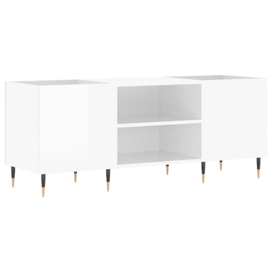 vidaXL Δισκοθήκη Γυαλιστερή Λευκή 121x38x48 εκ. από Επεξεργασμένο Ξύλο