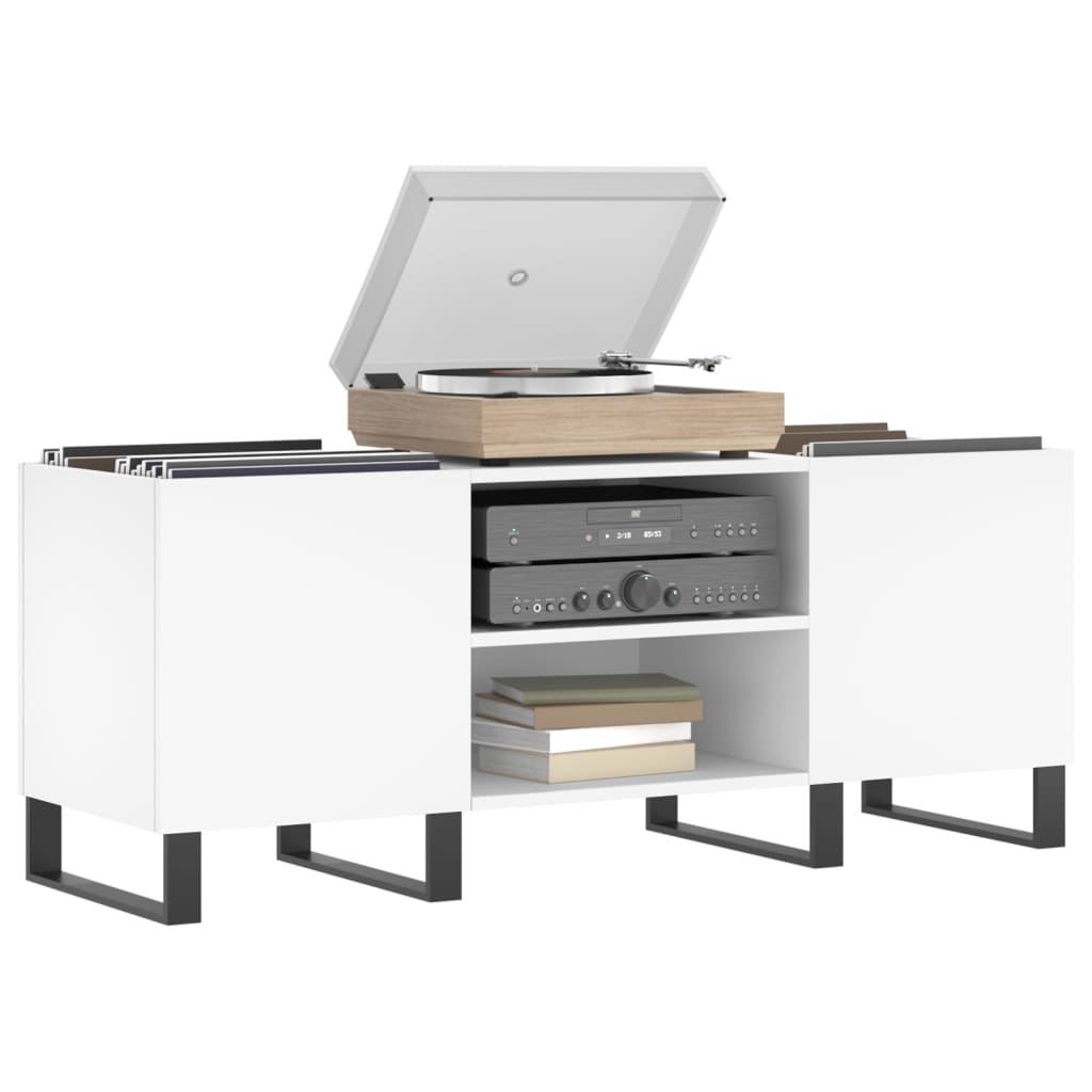 vidaXL Δισκοθήκη Λευκή 121 x 38 x 48 εκ. Επεξεργασμένο Ξύλο