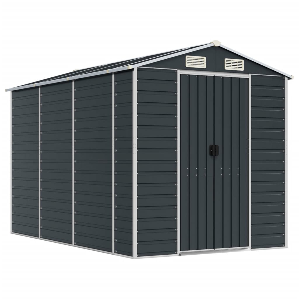 vidaXL Αποθήκη Κήπου Ανθρακί 191x300x198 εκ. Γαλβανισμένο Ατσάλι