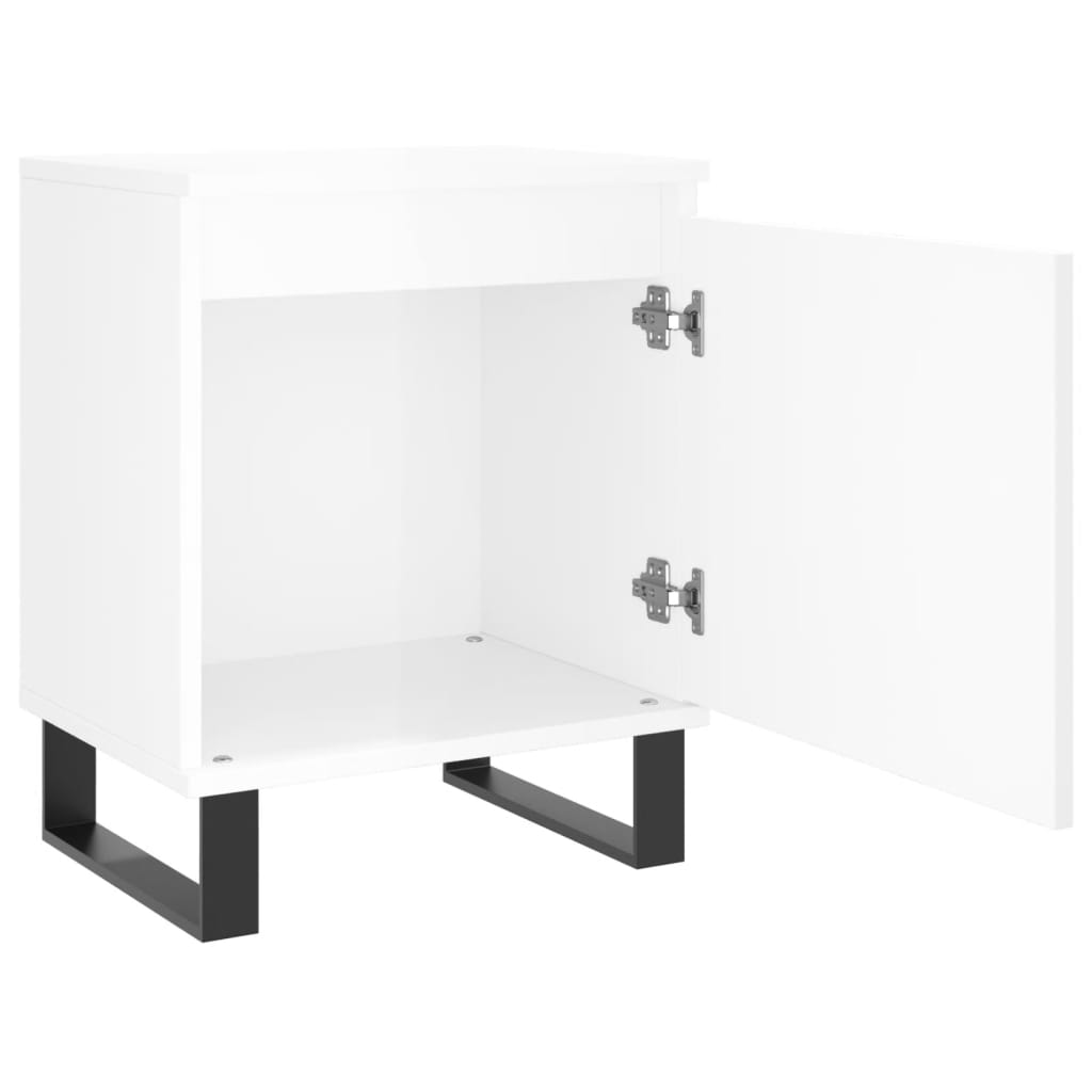 vidaXL Κομοδίνα 2 τεμ. Γυαλ. Λευκά 40x30x50 εκ. από Επεξεργασμένο Ξύλο
