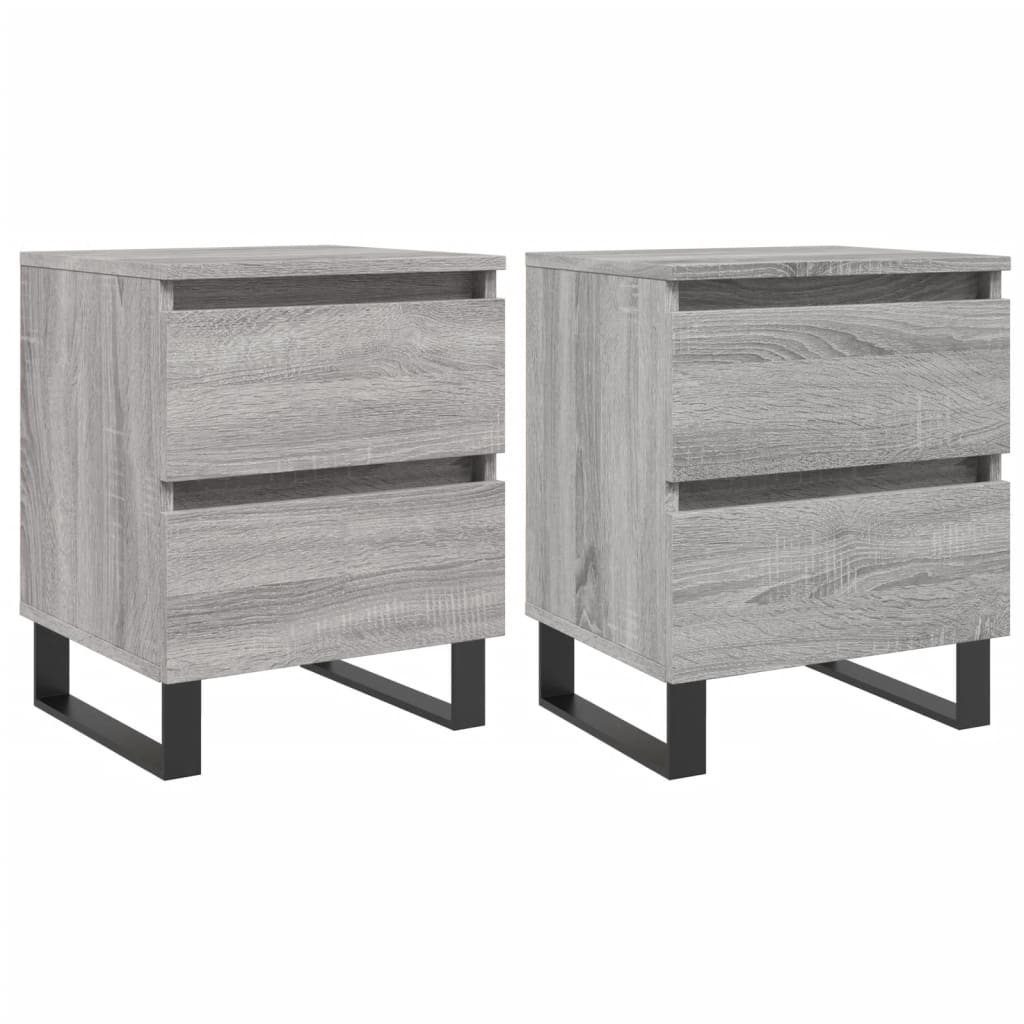 vidaXL Κομοδίνα 2 τεμ. Γκρι Sonoma 40 x 35 x 50 εκ. από Επεξεργ. Ξύλο