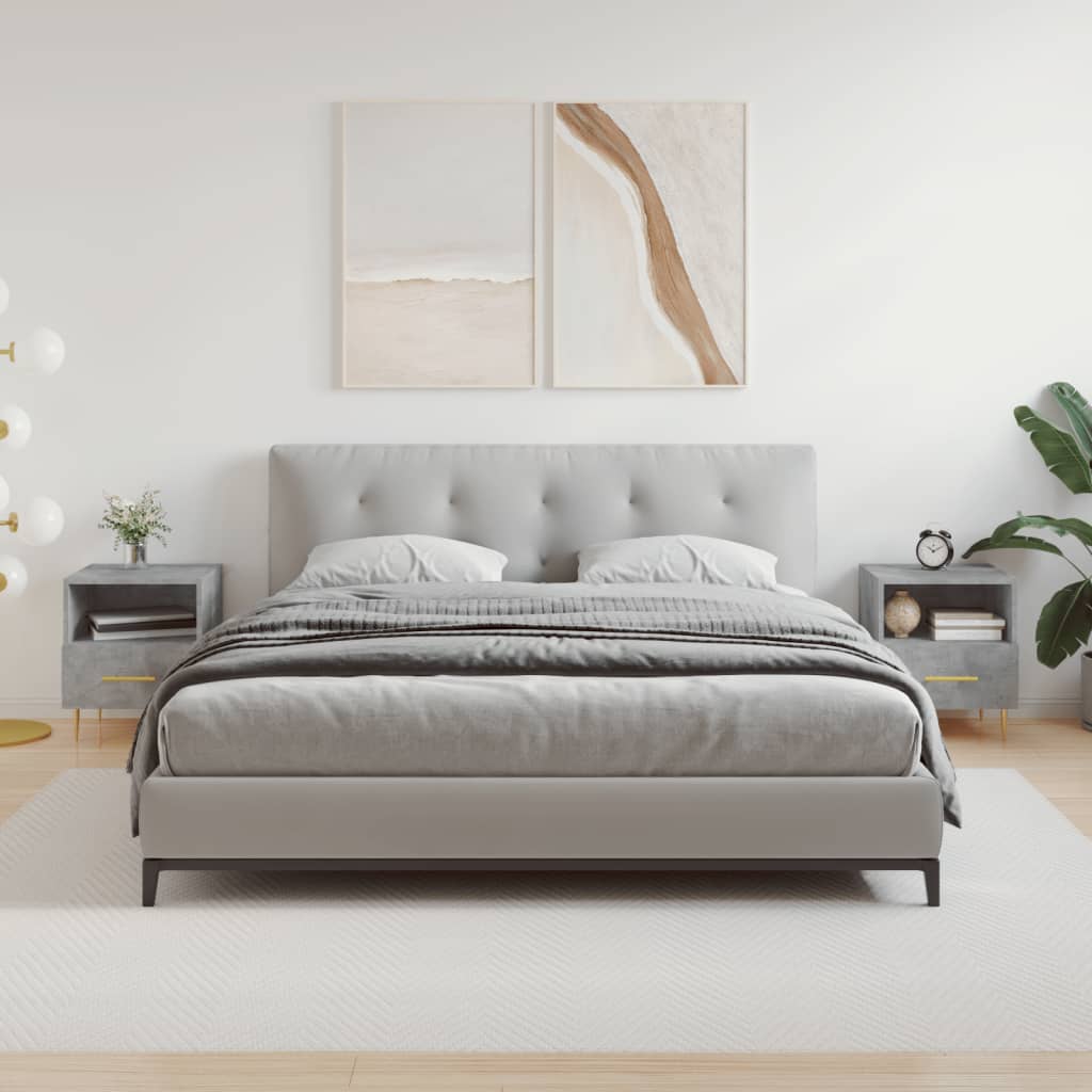 vidaXL Κομοδίνα 2 τεμ. Γκρι Σκυροδεμ. 40 x 35 x 47,5 εκ. Επεξεργ. Ξύλο