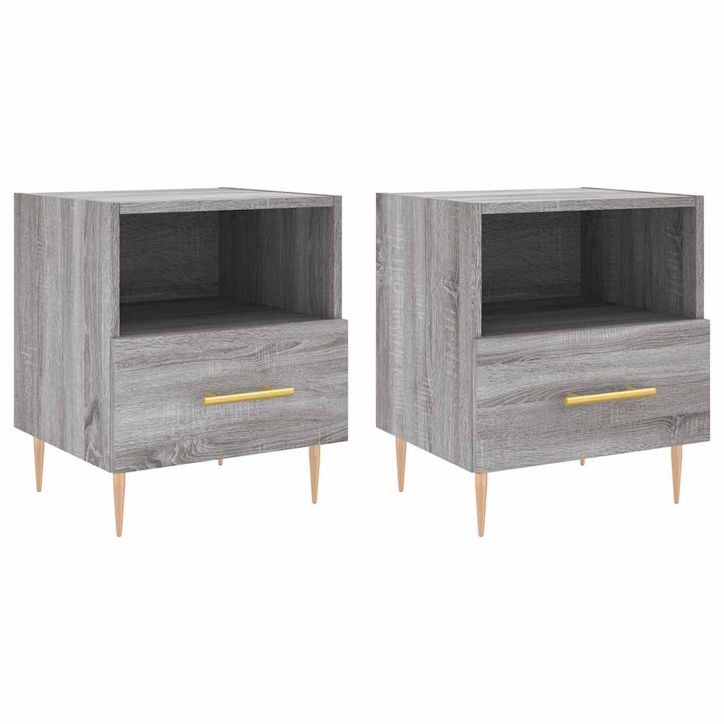 vidaXL Κομοδίνα 2 τεμ. Γκρι Sonoma 40 x 35 x 47,5 εκ. Επεξεργ. Ξύλο