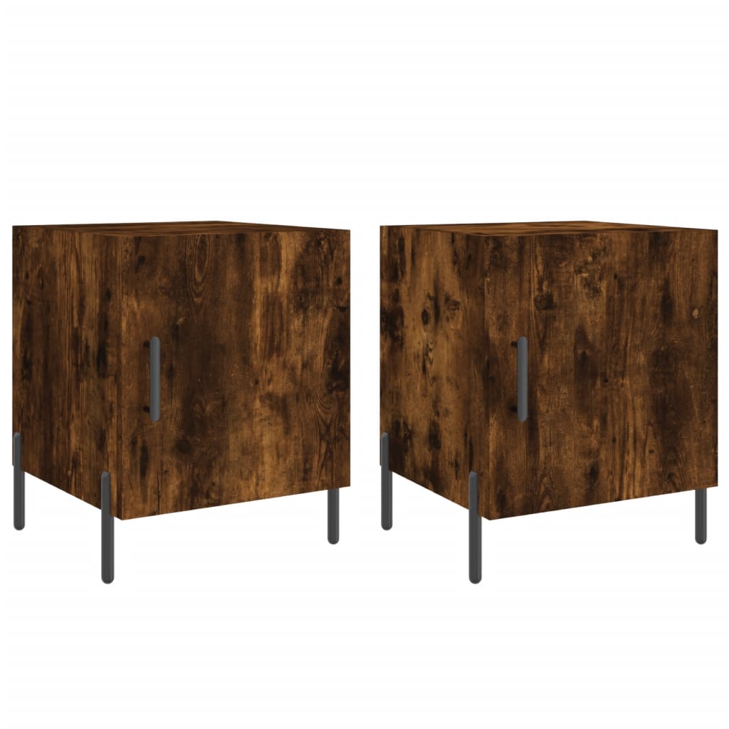 vidaXL Κομοδίνα 2 τεμ. Καπνιστή Δρυς 40 x 40 x 50 εκ. Επεξεργ. Ξύλο