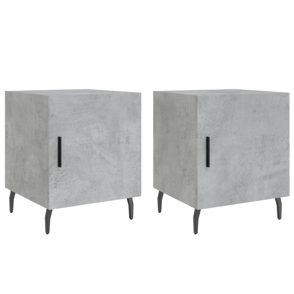 vidaXL Κομοδίνα 2 τεμ. Γκρι Σκυροδέμ. 40 x 40 x 50 από Επεξεργ. Ξύλο