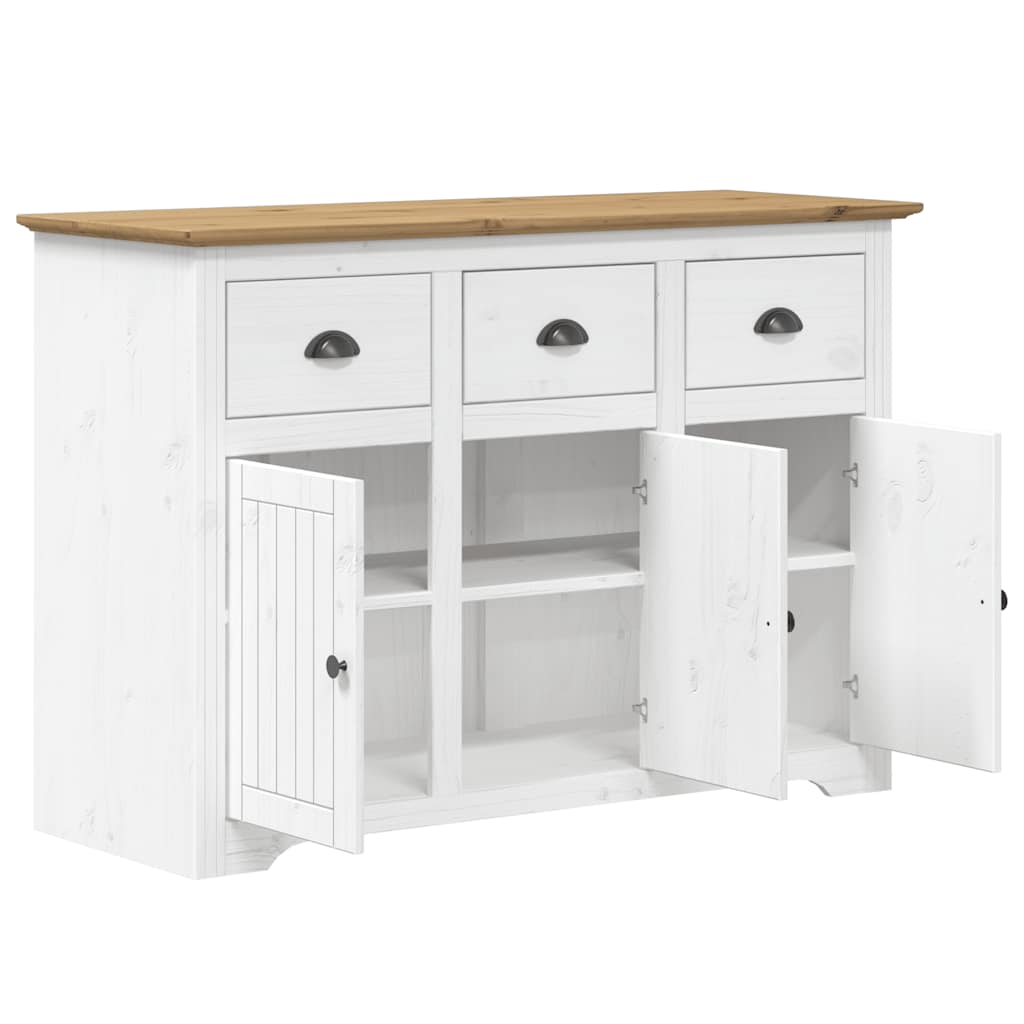 vidaXL Ντουλάπι BODO Λευκό/Καφέ 115,5x44x80 εκ. από Μασίφ Ξύλο Πεύκου