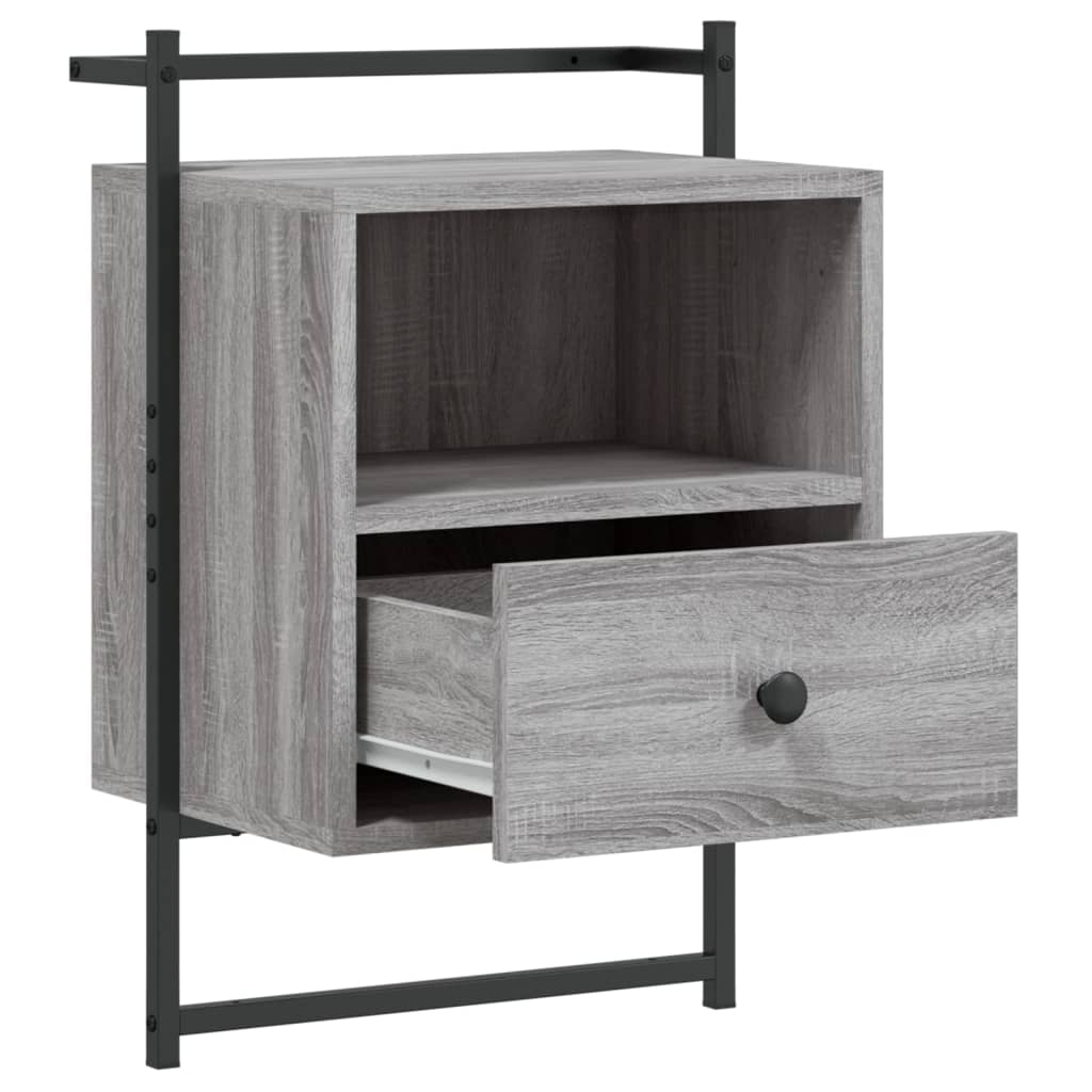vidaXL Κομοδίνο Επιτοίχιο Γκρι Sonoma 40x30x61 εκ. από Επεξεργ. Ξύλο