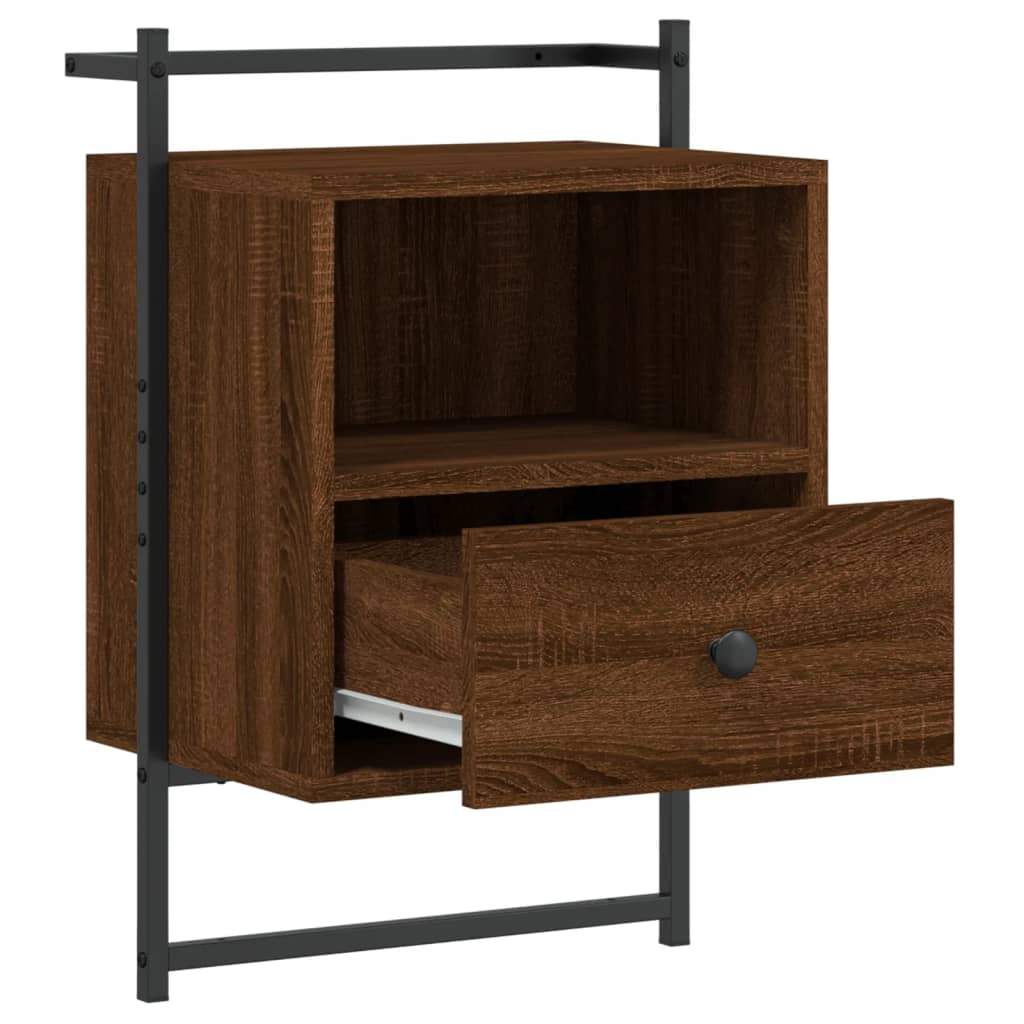 vidaXL Κομοδίνα Επιτοίχια 2 τεμ. Καφέ Δρυς 40x30x61 εκ. Επεξ. Ξύλο